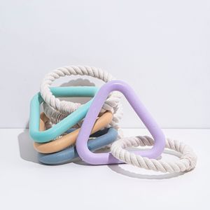 Anillo de dentición de goma para masticar, cuerda de algodón tejida, juguete para mascotas, suministros interactivos para perros - Product Image 4