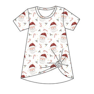 Nuovi Arrivi Abbigliamento Boutique per Bambini Vestito T-shirt a <span class=keywords><strong>Maniche</strong></span> Corte in Bambù con Stampa Natalizia Scatola a Sorpresa - Product Image 4