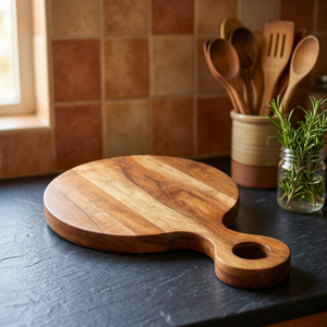 Tabla de cortar de madera para verduras, tabla de cortar con asa, tabla de servir de madera para pizza, bloques de cortar para pollo, para restaurante - Product Image 1