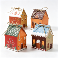 Boîtes en papier pliables en matériaux recyclés pour friandises et biscuits de Noël, design maison de fêtes, pour cadeaux et collations