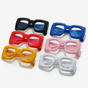 DL Glasses 2023 inflate Square Anti Blue Light Glasses inflated Oversized Thick Wrampping Y2K Futuristic Heavy Eyeglasses Frame