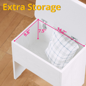 <span class=keywords><strong>Petite</strong></span> coiffeuse durable en bois avec miroir LED, tiroir de rangement, chaise et <span class=keywords><strong>trois</strong></span> étagères, pour chambre à coucher, couleur blanche - Product Image 5