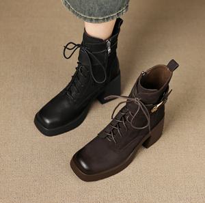 Botas Cortas de Piel de Oveja Personalizadas, Botas de Moda con Punta en Pico, Botas de Mujer de Alta Gama - Product Image 4