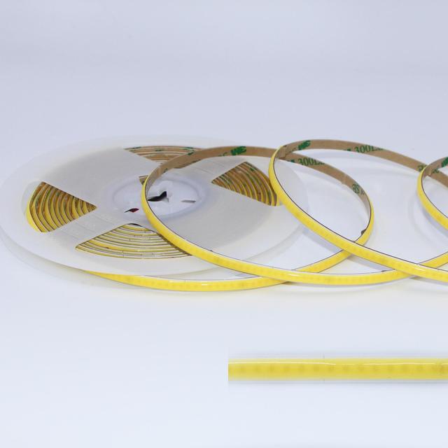 High Brightness Dimmable Self-adhesive 384Leds/m 5MM Cob Led Strip Light Flexible Cri 90 12v 24v 5mm Cob Led Strip