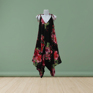 Vestido Maxi con Estampado Floral, Tejido Ecológico, Cuello en V, Sin Mangas, Estilo Boho, Dobladillo Asimétrico, Corte Holgado, Verano, Rayón - Product Image 3