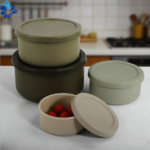 Boîte à bento ronde en silicone avec couvercle, compatible micro-ondes, hermétique, pour le stockage des pique-niques - Product Image 4