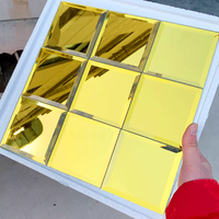 Autocollant mural pour téléviseur en mosaïque de verre cristal biseauté de style européen, auto-adhésif
