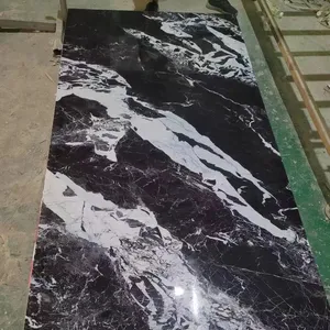 Panel de pared de mármol de PVC flexible de alto brillo Hoja de mármol UV impresa en 3D
