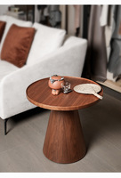 Table basse ronde de style japonais Sabi Wabi pour salon, appartement loft, maison en bois