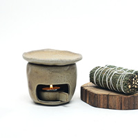 Four à thé en céramique artisanale de style japonais, pour la cuisson et la torréfaction, amplificateur d'arômes, style Wabi-sabi, bois de cèdre pour encens et plantes