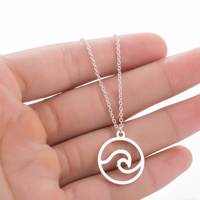 Collier Pendentif Vague en Acier Inoxydable Thème Océan, Bijou de Plage pour Surfeur, Breloque Vague, Colliers Ras du Cou 2022