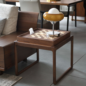 Modern Minimalist New Chinese Style Side <strong>Table</strong> North American Black <strong>Walnut</strong> <strong>Coffee</strong> <strong>Table</strong> Functional Chess <strong>Table</strong> with Checkerboard - Product Image 2