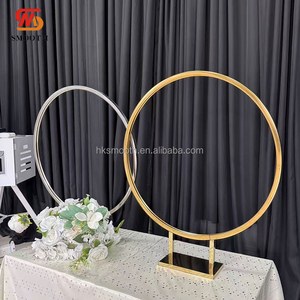 SMOOTH Wholesale Stainless Steel Gold <b>Ring</b> Round <b>Circle</b> Wedding Centerpiece Flower Stand - Product Image 1