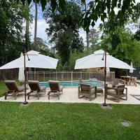 Base de parasol JH-Mech pour parasol déporté, revêtement en poudre noire, acier, base de parasol commercial encastrable