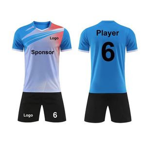เสื้อฟุตบอลสีน้ำเงินเข้มผสมชมพูขายดีปี 2026 ผ้าโพลีเอสเตอร์ 100% รับสกรีนโลโก้ ชุดฟุตบอลไซส์ใหญ่พิเศษ - Product Image 5