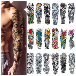 Tatuajes Temporales Impermeables para Hombre, Diseño de <span class=keywords><strong>Calavera</strong></span> y <span class=keywords><strong>Flores</strong></span>, Tatuajes Grandes para Brazo Completo, Color Negro - Product Image 5