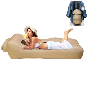 Chaise longue gonflable durable pour camping et randonnée en plein air, imperméable, anti-fuite d'air, lit de festival de plage, canapé à air, oreiller