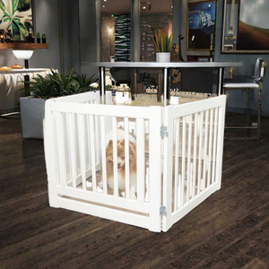24 Zoll 3-teiliges Holz-Hundegitter Freistehend Modernes Innovatives <span class=keywords><strong>Indoor</strong></span>-Sicherheitszaun Erweiterbar 60 Zoll Breit Faltbarer Hundestufenzaun - Product Image 2
