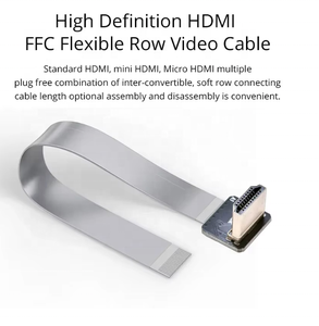 带状 FPV HDMI 兼容连接器柔性扁平电缆 <span class=keywords><strong>Raspberry</strong></span> <span class=keywords><strong>Pi</strong></span> <span class=keywords><strong>4</strong></span> Micro HDMI 转 HDMI/Mini HDMI 母头 90 度 FFC 20 针 - Product Image 2