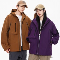 Veste à capuche décontractée unisexe tendance et ample avec fermeture éclair, imperméable et respirante, pour l'extérieur, de la marque Aoyema Custom Fashion Wholesale