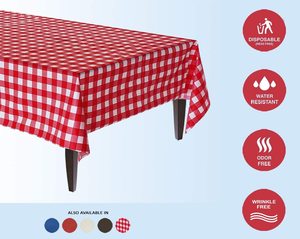 Rollo de mantel de plástico PE a cuadros rojo grueso para Navidad, boda, cumpleaños, banquete, fiesta para uso en el hogar y al aire libre - Product Image 4