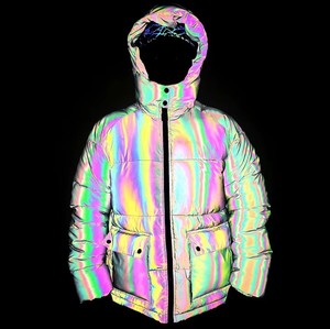 Mujeres señoras luz Arco Iris reflectante ligero de gran tamaño invierno pato piel abajo acolchado al aire libre cálido puffer burbuja chaqueta <span class=keywords><strong>abrigo</strong></span> - Product Image 1