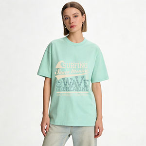 Camiseta negra <span class=keywords><strong>con</strong></span> estampado gráfico de Surfing Santa Monica Ocean Drive Big Wave Breaking Los Angeles California, ropa informal - Product Image 2