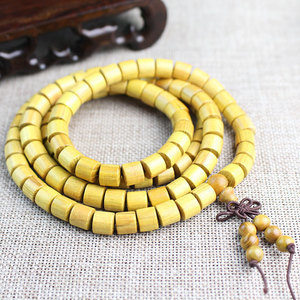 Old Mulberry Wood Barrel Bead <b>Bracelet</b> 108 Beads Rectangle Shape Sandalwood Jewelry For Men Women <b>Couples</b> - Product Image 2