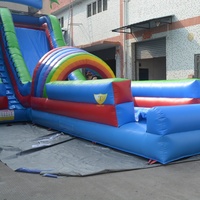 Château gonflable commercial d'extérieur pour enfants et adultes, toboggan aquatique tropical gonflable