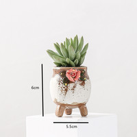 Pot keramik, Mini lucu buatan tangan keramik sukulen Desktop segar ornamen kreatif tanaman jempol bunga