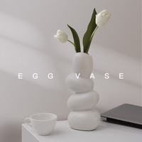 Vase à fleurs abstrait nordique, vase en céramique, insert de fleur de galets pour la décoration de la maison, ornements créatifs