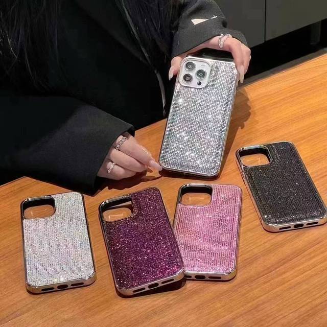 New Design Glitter Diamond Electroplated Full Cover Phone Case for iPhone 18 Plus 17 Pro Max 15 14 13 Shockproof Free Shipping