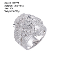 Bagues de joaillerie fine en argent sterling 925, bague tête de lion avec zircone cubique 5A taille baguette, épaisse, lion 3D plaqué rhodium, style 'iced out', motif animal lion
