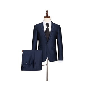 Hommes costume veste et pantalon 2024 nouvelle <span class=keywords><strong>tendance</strong></span> de la mode HMDKO1A1Q34-B5 bleu marine personnalisé en gros Slim Fit costume pour hommes - Product Image 2