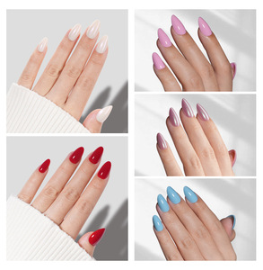 Faux ongles courts en amande à presser avec colle pour femmes, 32 pièces - Product Image 3