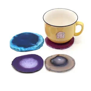 Alta Qualidade Natural Ágata Coaster Fatias Gemstone, Coasters Coloridos Geode Fatias Decoração Ferramentas da vida 60mm 80mm