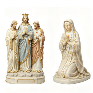 Artisanat Catholique en Résine de Haute Qualité : Buste du Saint Père, de la Sainte Vierge Marie et du Sacré Enfant Jésus – Fée Musicale Artistique Peinte à la Main - Product Image 2