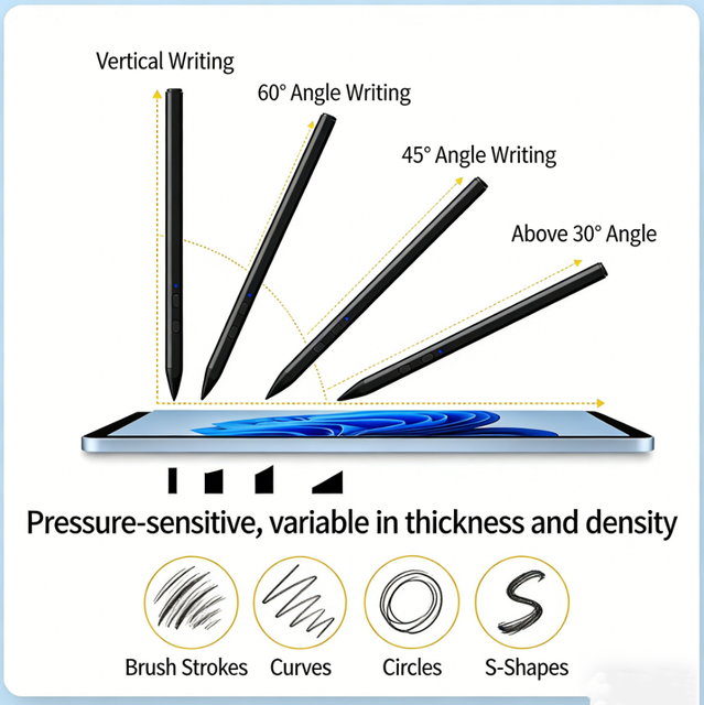 MPP2.0 Active Capacitive Metal Stylus Pen Pressure Sensitivity 19 Hours+ Battery Life for iPad Tablets Mobile Phones (Custom