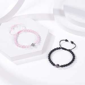 Pulsera de Proyección de 100 Idiomas con la Frase '<span class=keywords><strong>Te</strong></span> Amo', Cristal Rosa Mate, Pulsera para Parejas, Regalo de Joyería - Product Image 2