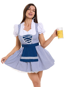 Ensemble de costume de demoiselle d'honneur pour le Mardi Gras/Carnaval, inspiré des films et séries TV, jupes et tablier inclus, uniforme imprimé multicolore - Product Image 3