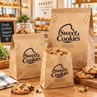 Sac en papier brun ECO en gros, fond plat, qualité alimentaire, résistant à l'humidité, pour emballage de snacks, personnalisable