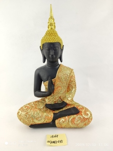 พระพุทธรูปไทยเซนรูปปั้นพระพุทธรูปรูปปั้นเรซิ่นสีดำทองหัตถกรรมรูปปั้นทางศาสนาในร่มของขวัญตกแต่งบ้านศิลปะพระพุทธรูป - Product Image 3
