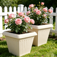 Jardinière carrée en plastique respirant avec fond de drainage en maille renforcée pour une croissance saine des racines, pot de fleurs intérieur/extérieur