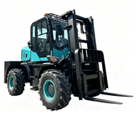 Chariot élévateur diesel robuste à quatre cylindres, 3 tonnes, 5 tonnes, 4x4, tout-terrain, avec conducteur à bord, transpalette hydraulique, pour travaux de construction extérieurs et manutention de marchandises