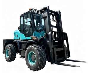 Heavy Duty Four Cylinder Diesel Forklift 3Ton 5Ton 4WD Rough Terrain Ride-On Hydraulic Stacker Outdoor Construction Cargo Mover