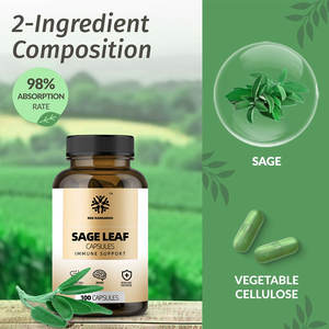 Verde foglia di salvia capsule produttore supportato integratore a base di erbe per adulti digestione cervello difesa immunitaria antiossidante bambini - Product Image 5