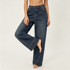 Pantalones Vaqueros Anchos <span class=keywords><strong>de</strong></span> <span class=keywords><strong>Mujer</strong></span> con Diseño Curvo <span class=keywords><strong>de</strong></span> Pierna, Estilo Cimitarra, <span class=keywords><strong>de</strong></span> Algodón Pesado, Moda Urbana, Jeans <span class=keywords><strong>de</strong></span> <span class=keywords><strong>Mujer</strong></span> - Product Image 3