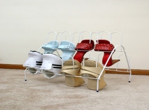 Boot Cabinet Metal Stainless Steel Double Tier Space Saving Standing Type 33x15x85cm For Wardrobe <b>Shoes</b> <b>Storage</b> Organizer - Product Image 3