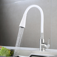 Robinet de cuisine contemporain à double poignée en acier inoxydable noir avec silicone, rotatif, eau chaude et froide, flexible, céramique universelle