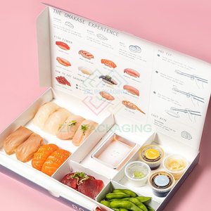 Hot Selling Sushi Box Personalized Logo Printing Sushi Takeaway Lunch Box Japanese Sushi Takeout Box with Dividers Insert - Product Image 1